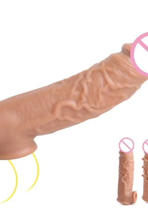 Realistic sleeves in natural brown color condom